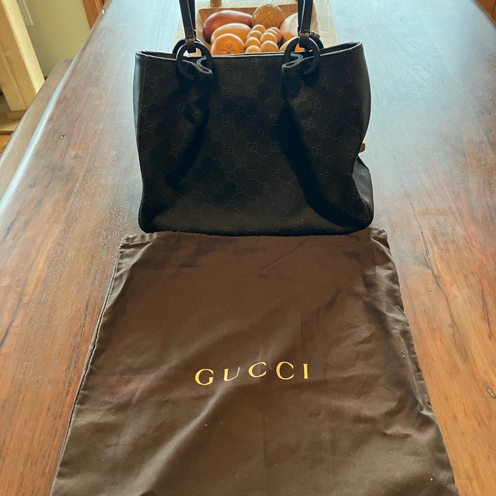 Gucci Brown DENIM Signature Tote with Pouch WITH COA - Picture 3 of 14